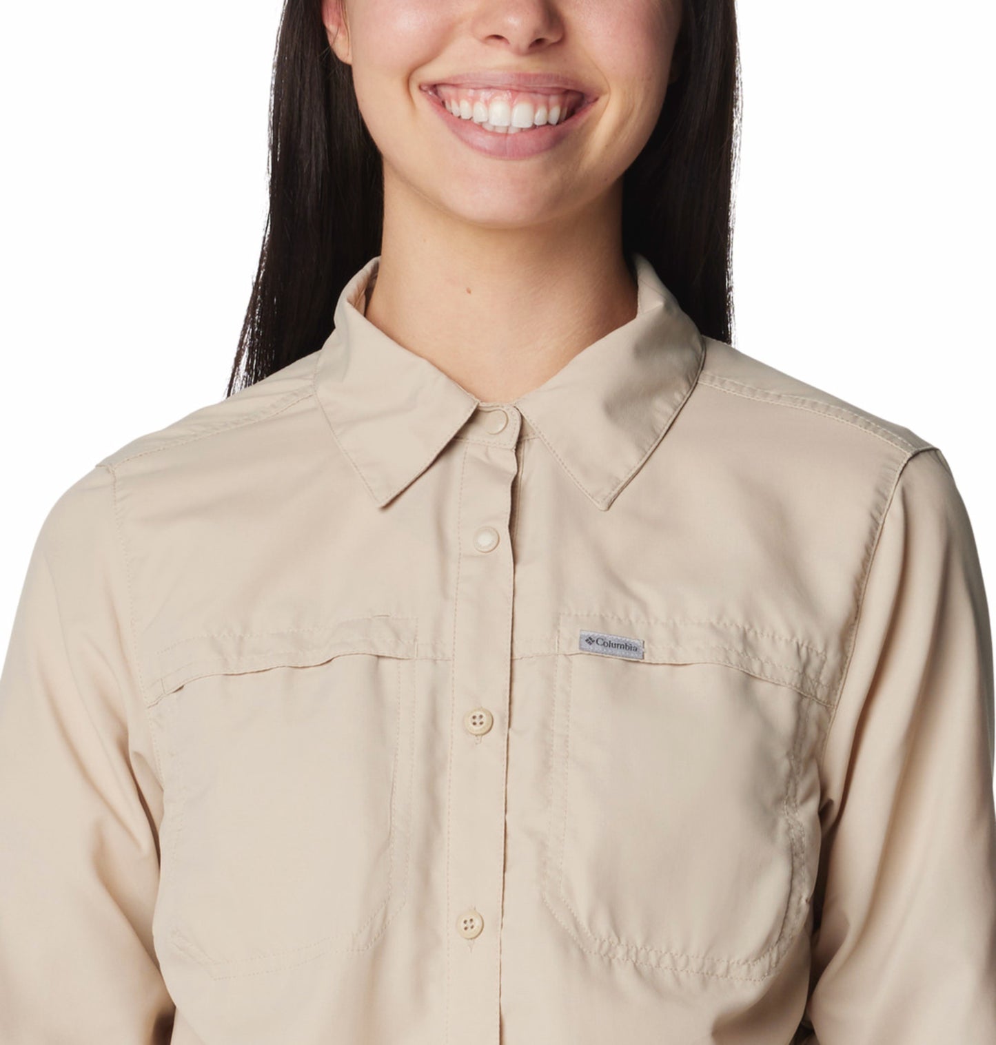 Columbia Women Beige Omni-Shade Silver Ridge 3.0 Long Sleeve Shirt