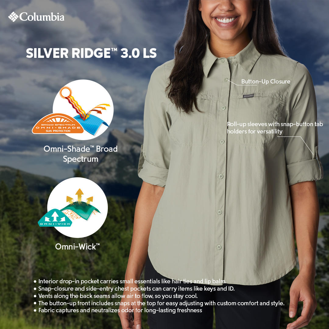 Columbia Womens Green Omni-Wick Silver Ridge 3.0 Long Sleeve Shirt
