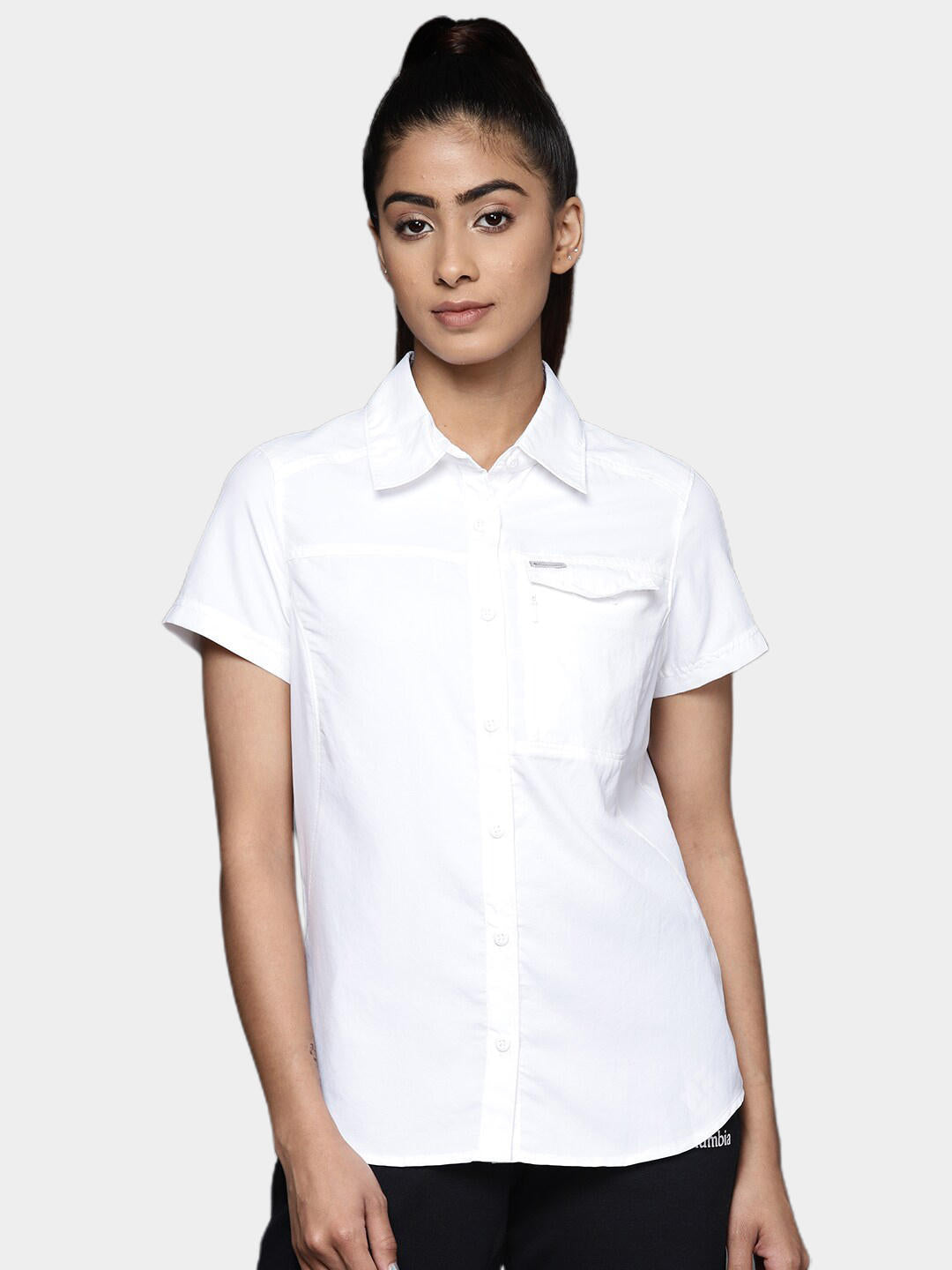Columbia Women White Silver Ridge 2.0 Short Sleeve Shirts
