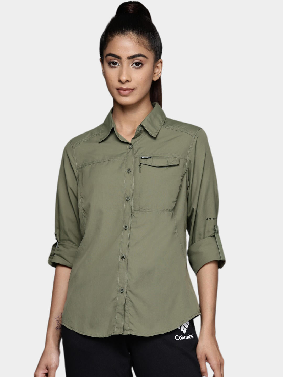 Columbia Women Olive Silver Ridge 2.0 Long Sleeve Shirts