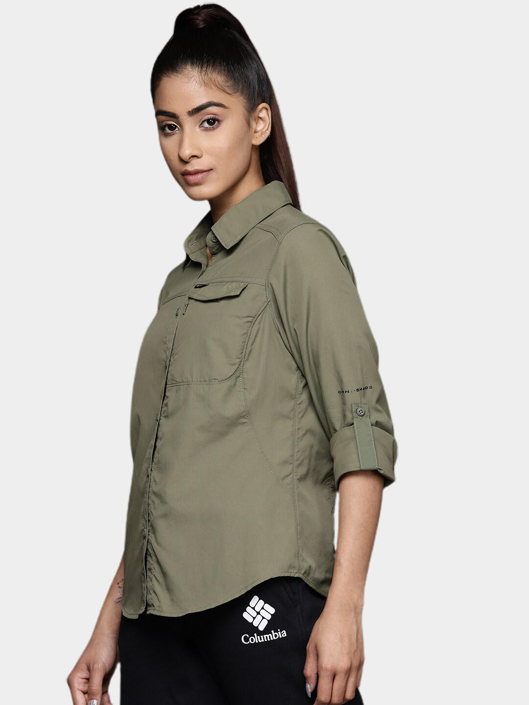Columbia Women Olive Silver Ridge 2.0 Long Sleeve Shirts