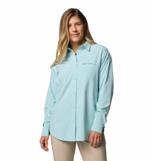 Columbia Womens Blue Omni-Shield Boundless Trek Layering Long Sleeve II Shirt