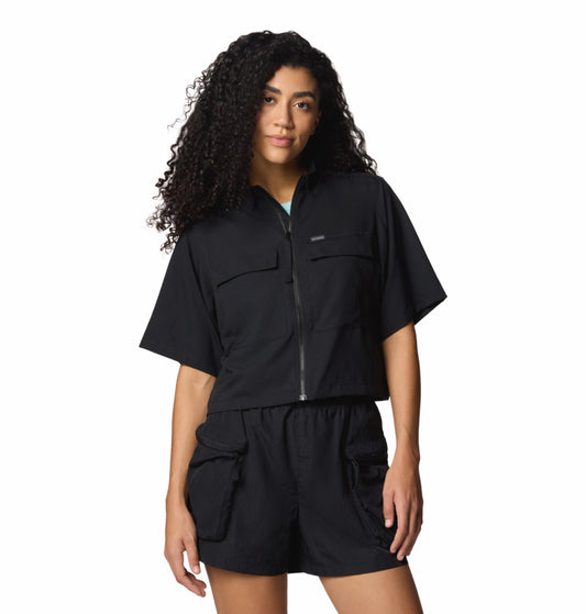 Columbia Womens Black Omni-Wick Elevated View Utility Short Sleeve Shirt