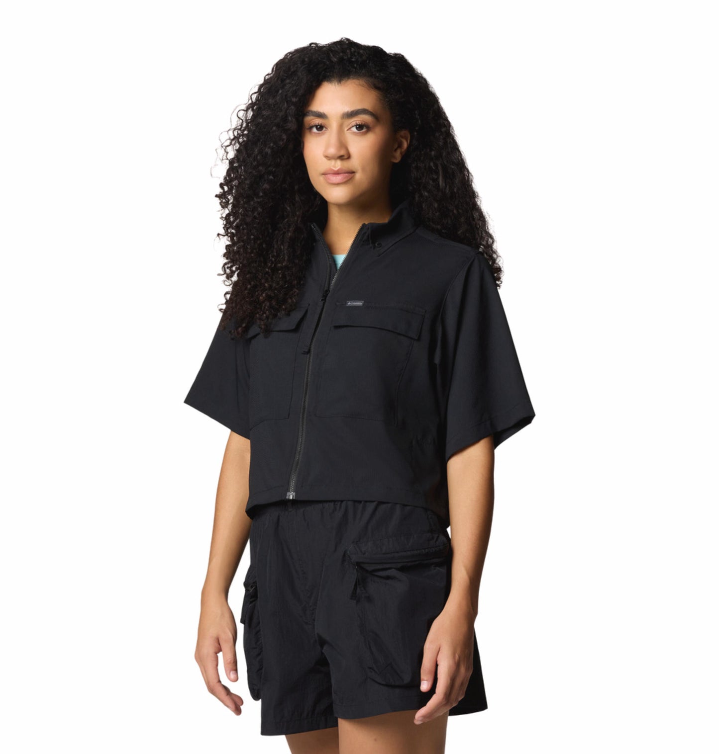 Columbia Womens Black Omni-Wick Elevated View Utility Short Sleeve Shirt