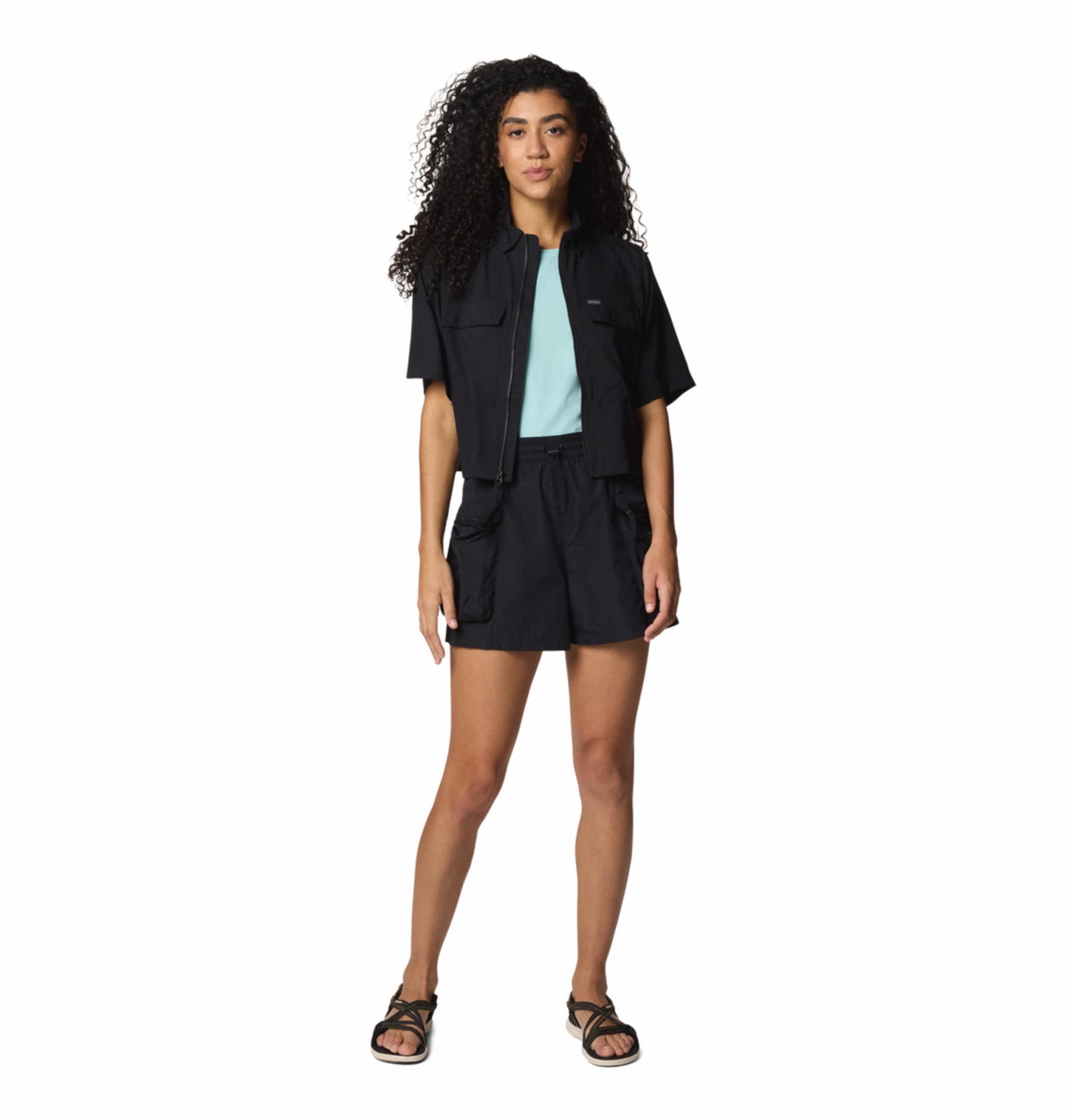 Columbia Womens Black Omni-Wick Elevated View Utility Short Sleeve Shirt