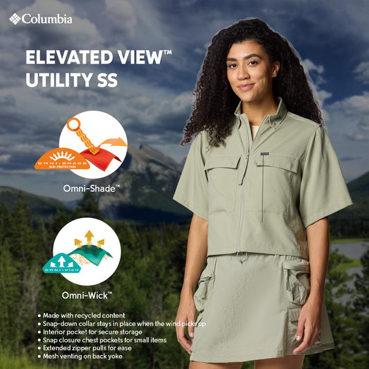 Columbia Womens Green Omni-Wick Elevated View Utility Short Sleeve Shirt