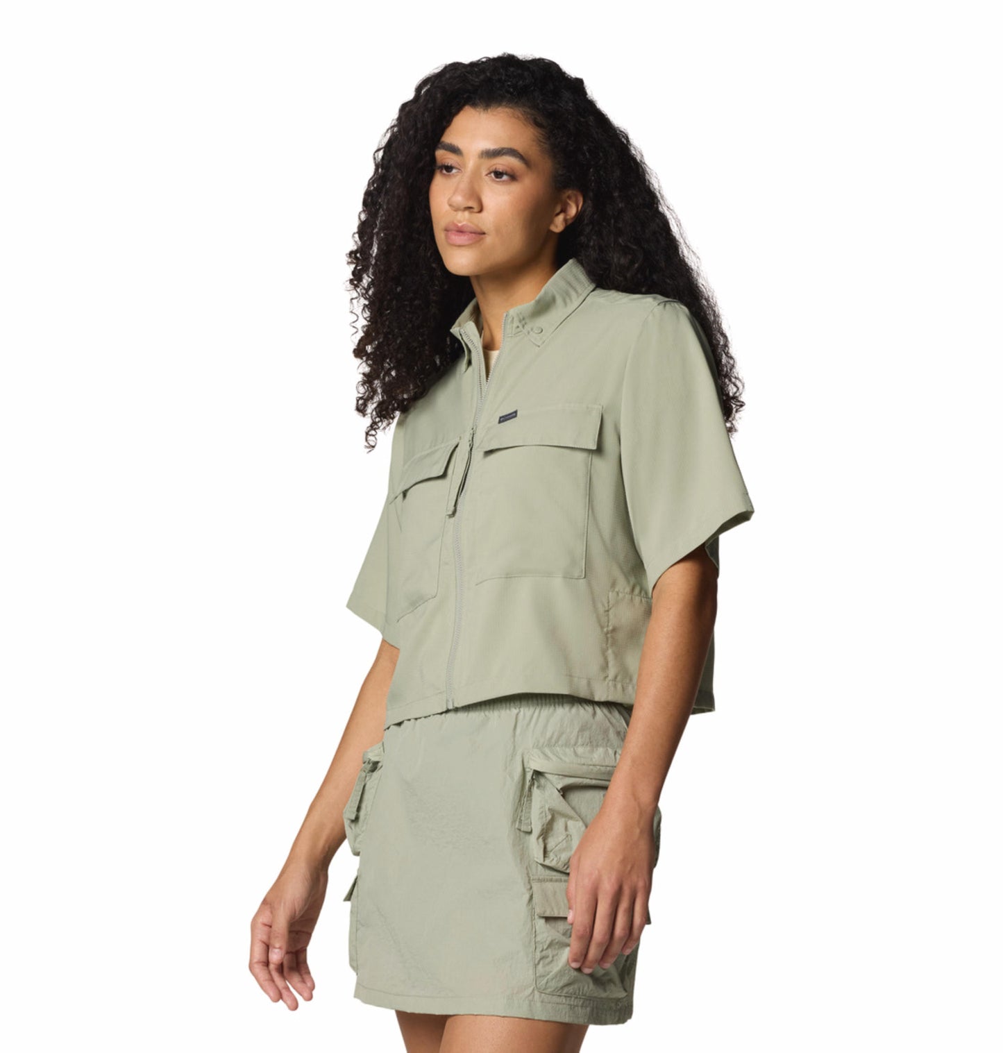 Columbia Womens Green Omni-Wick Elevated View Utility Short Sleeve Shirt