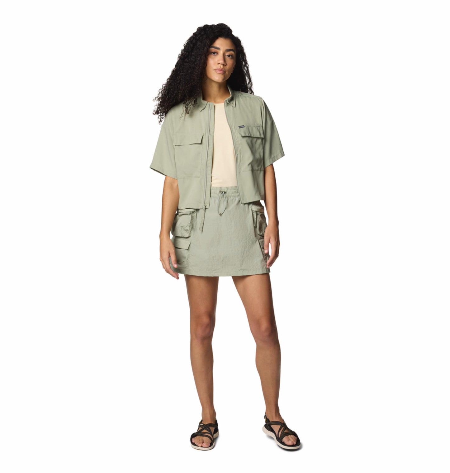 Columbia Womens Green Omni-Wick Elevated View Utility Short Sleeve Shirt