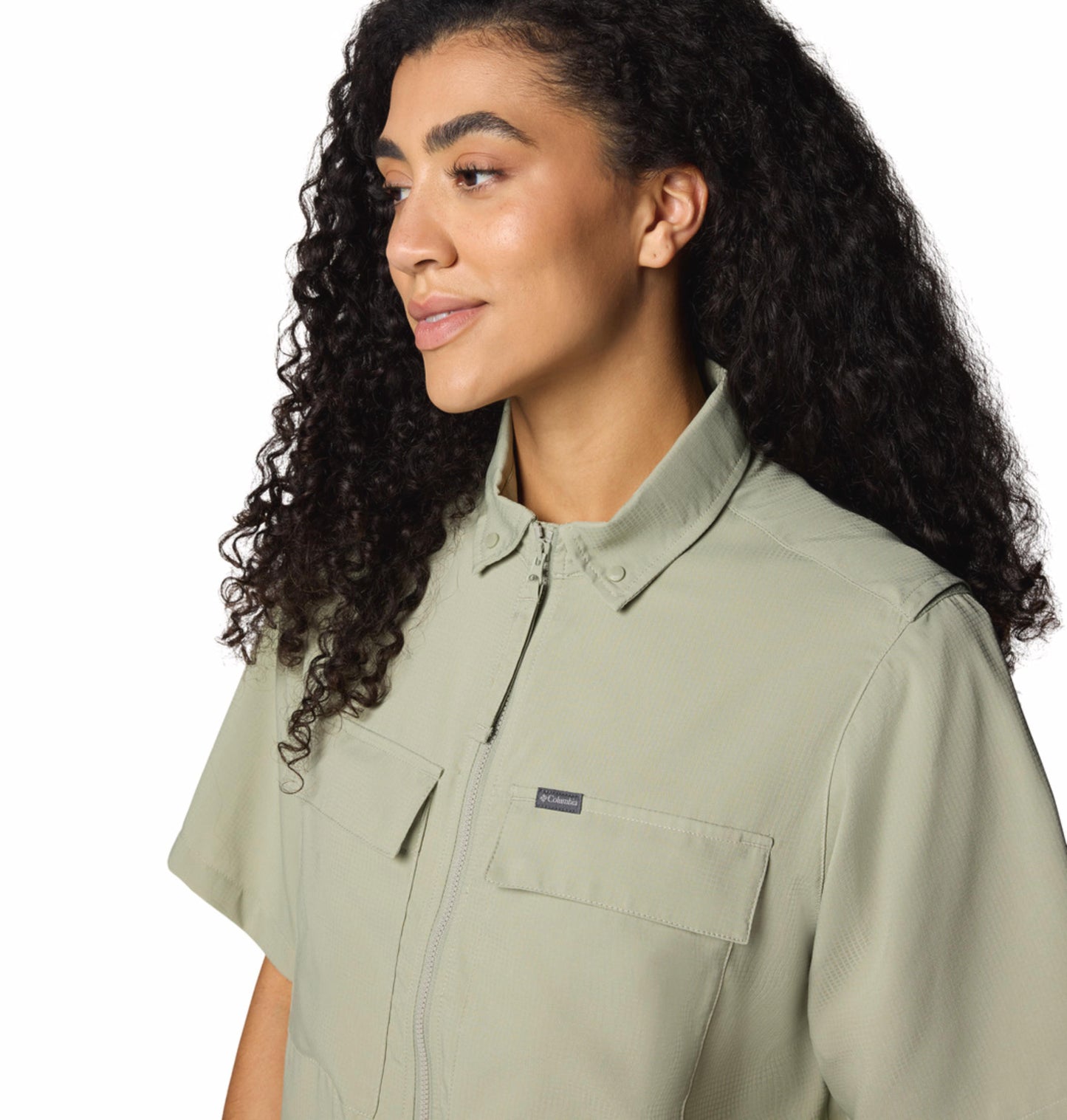 Columbia Womens Green Omni-Wick Elevated View Utility Short Sleeve Shirt