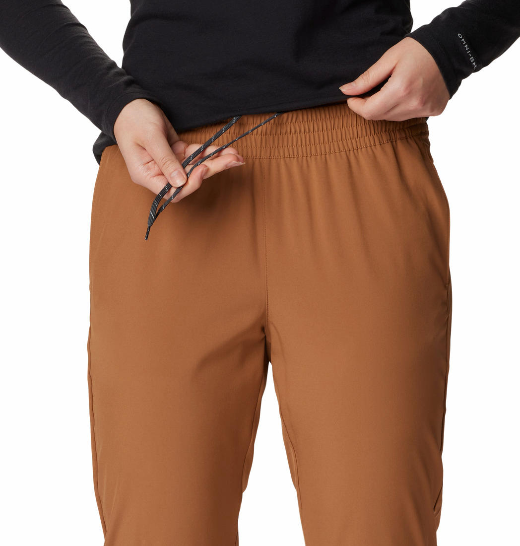 A Women Wearing Columbia Women Brown Columbia Hike Pant (Sun Protection)