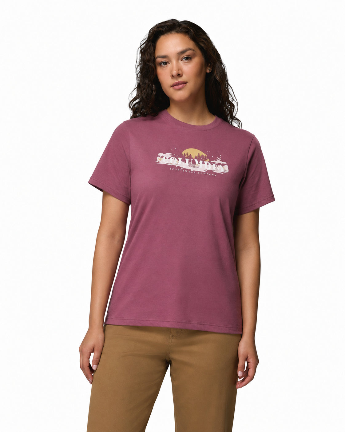women purple rolling bend graphic tshirt