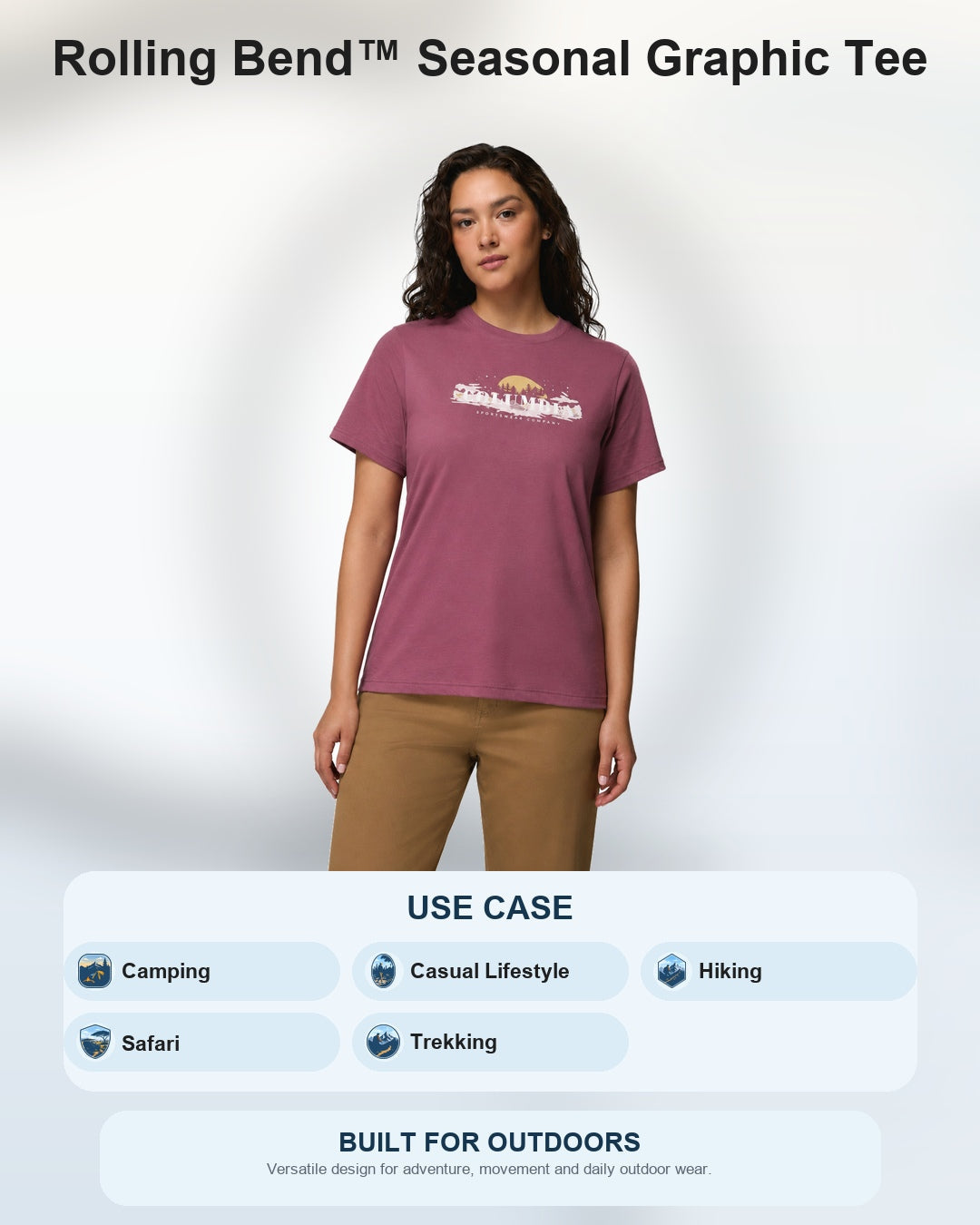 women purple rolling bend graphic tshirt
