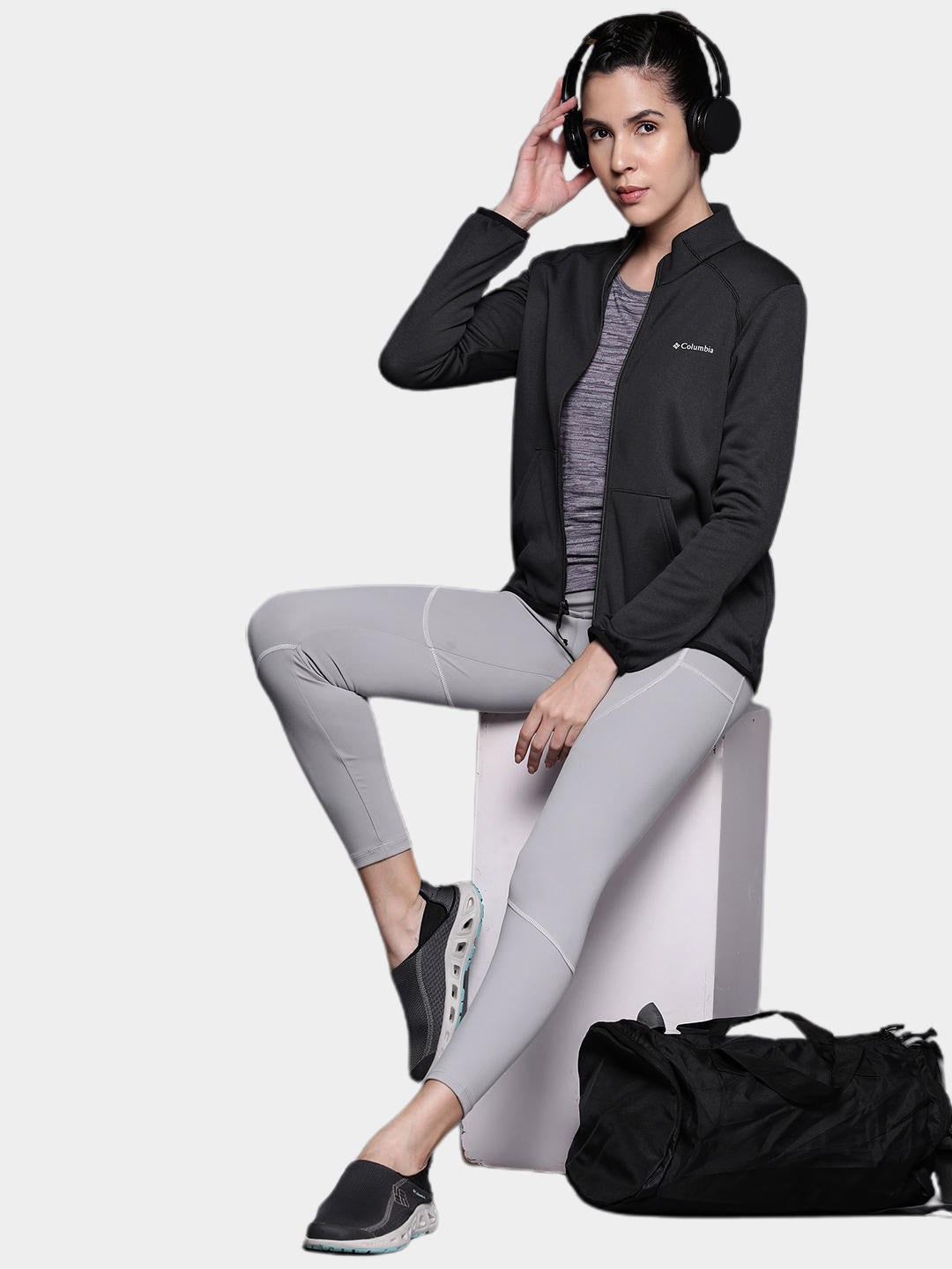 Columbia Women Black Col Hike Tech Fleece FZ Fleece Jacket