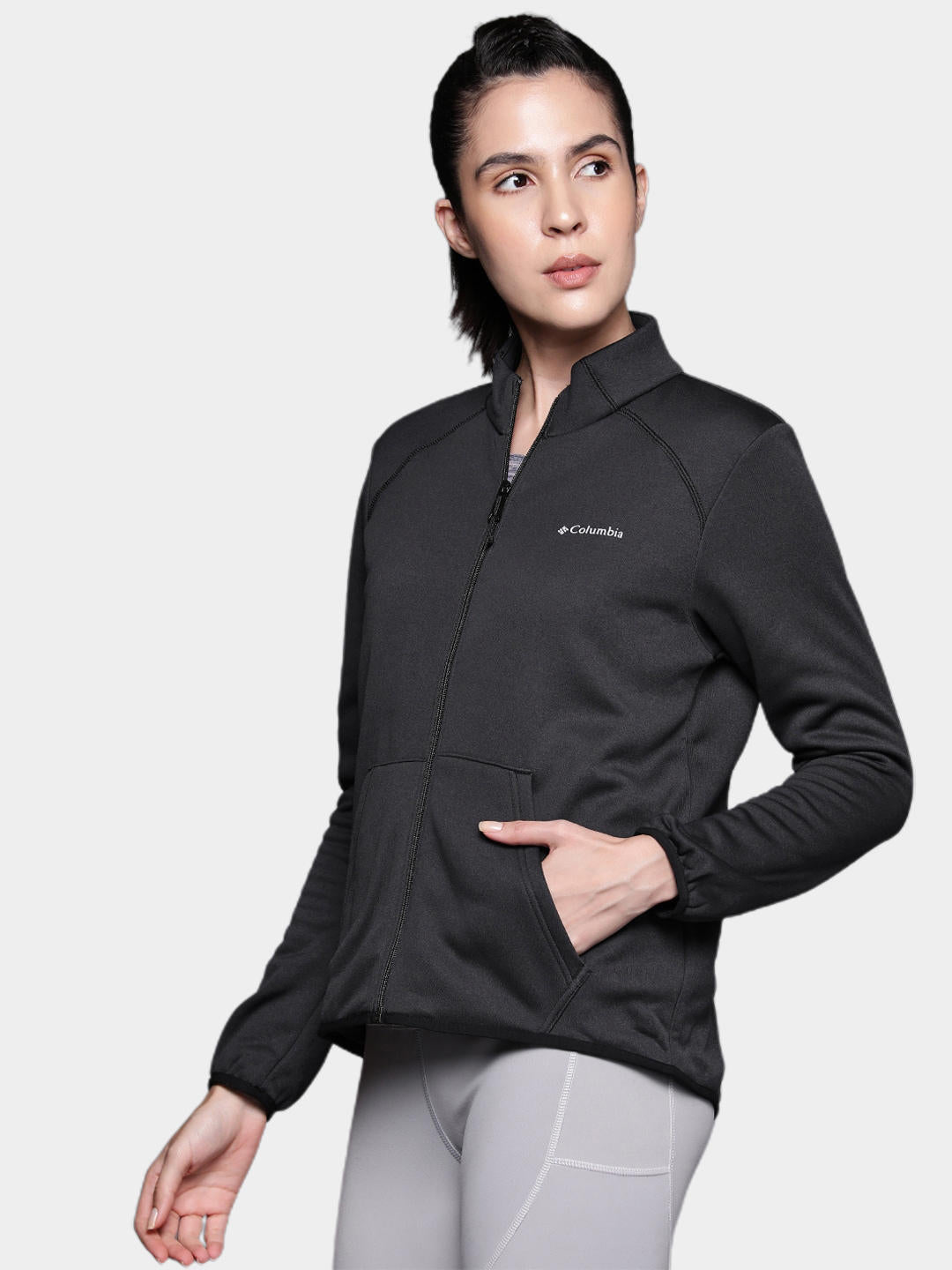 Columbia Women Black Col Hike Tech Fleece FZ Fleece Jacket