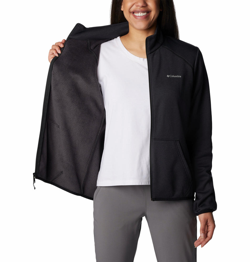 Columbia Women Black Col Hike Tech Fleece FZ Fleece Jacket