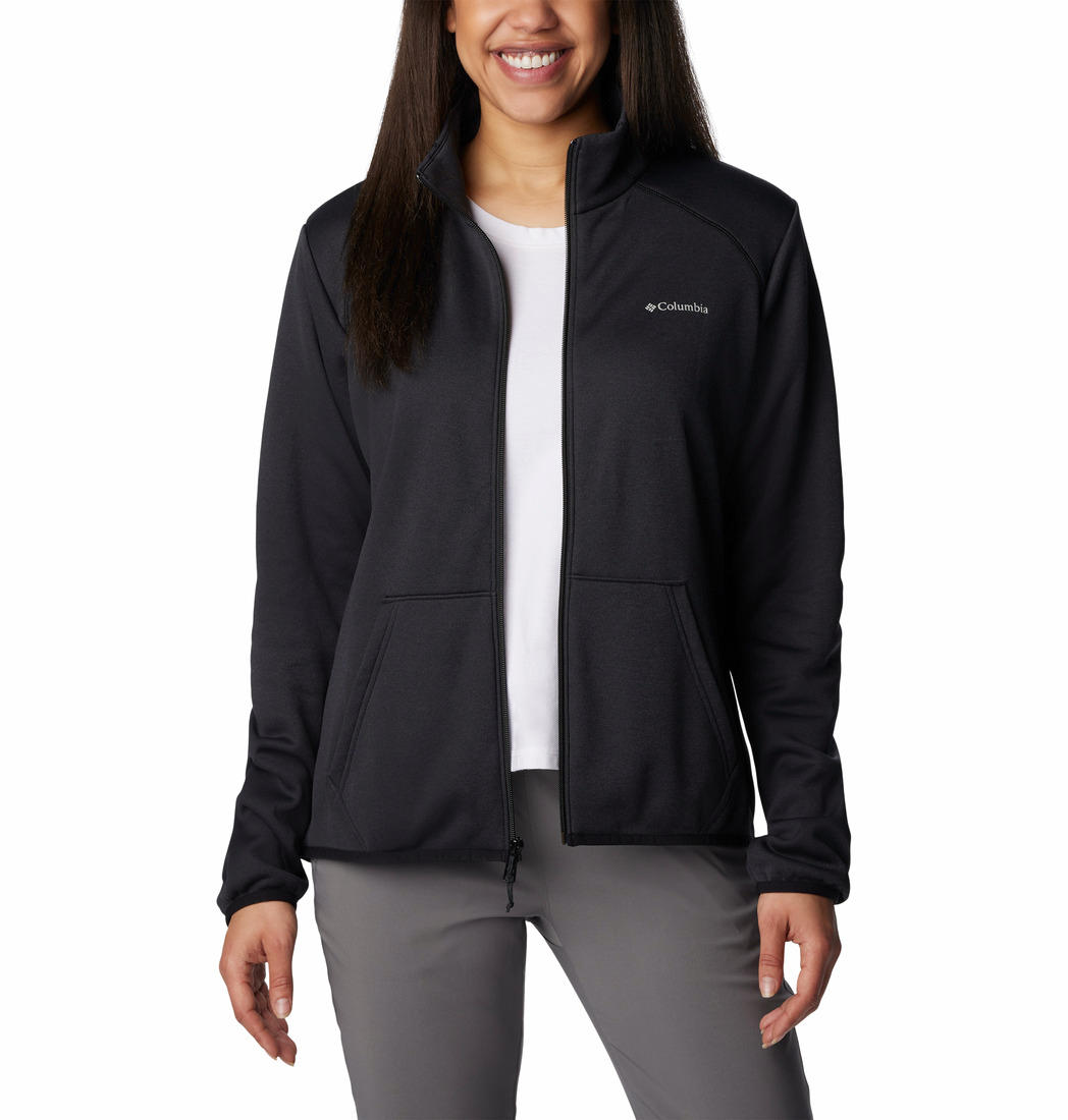 Columbia Women Black Col Hike Tech Fleece FZ Fleece Jacket