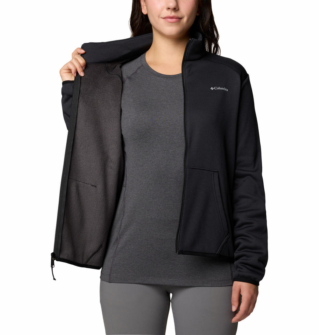Columbia Womens BLACK Col Hike Tech Fleece FZ Jacket