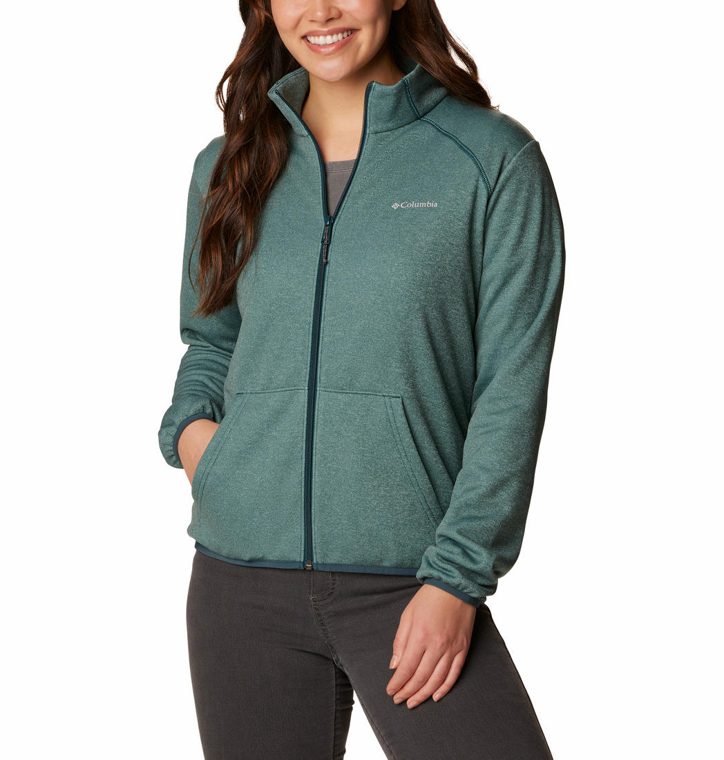 Columbia Women Green Col Hike Tech Fleece FZ Fleece Jacket