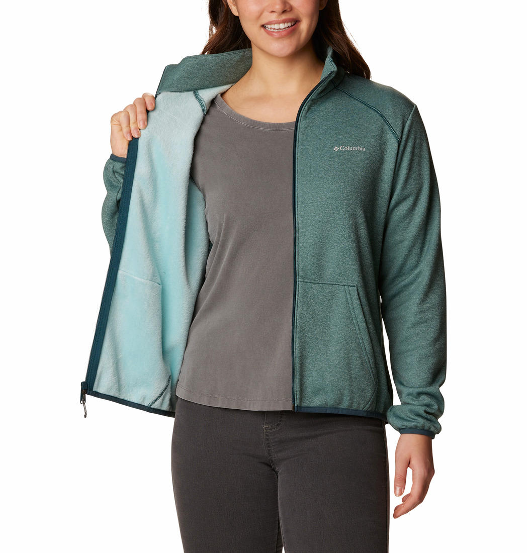 Columbia Women Green Col Hike Tech Fleece FZ Fleece Jacket