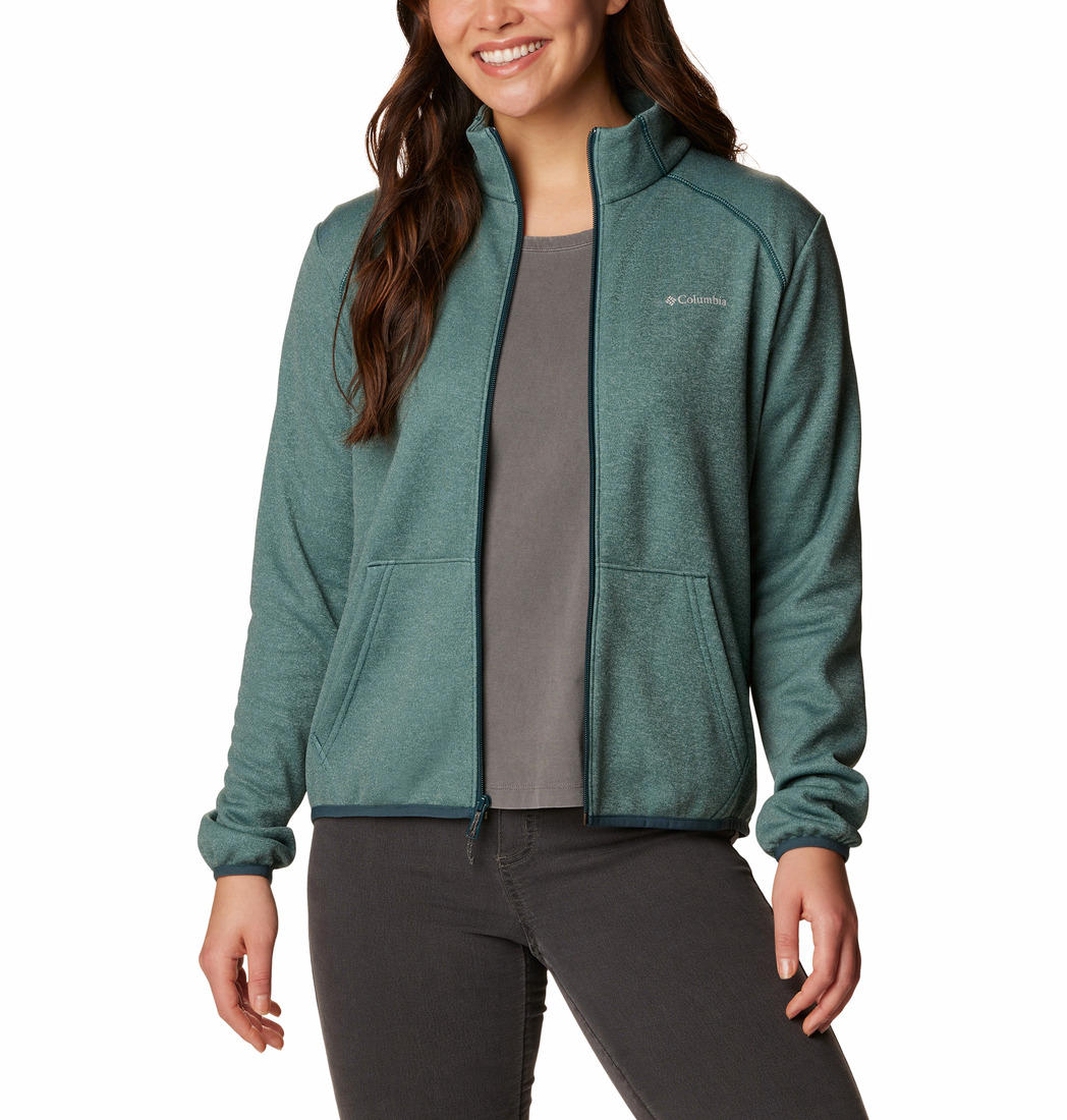 Columbia Women Green Col Hike Tech Fleece FZ Fleece Jacket