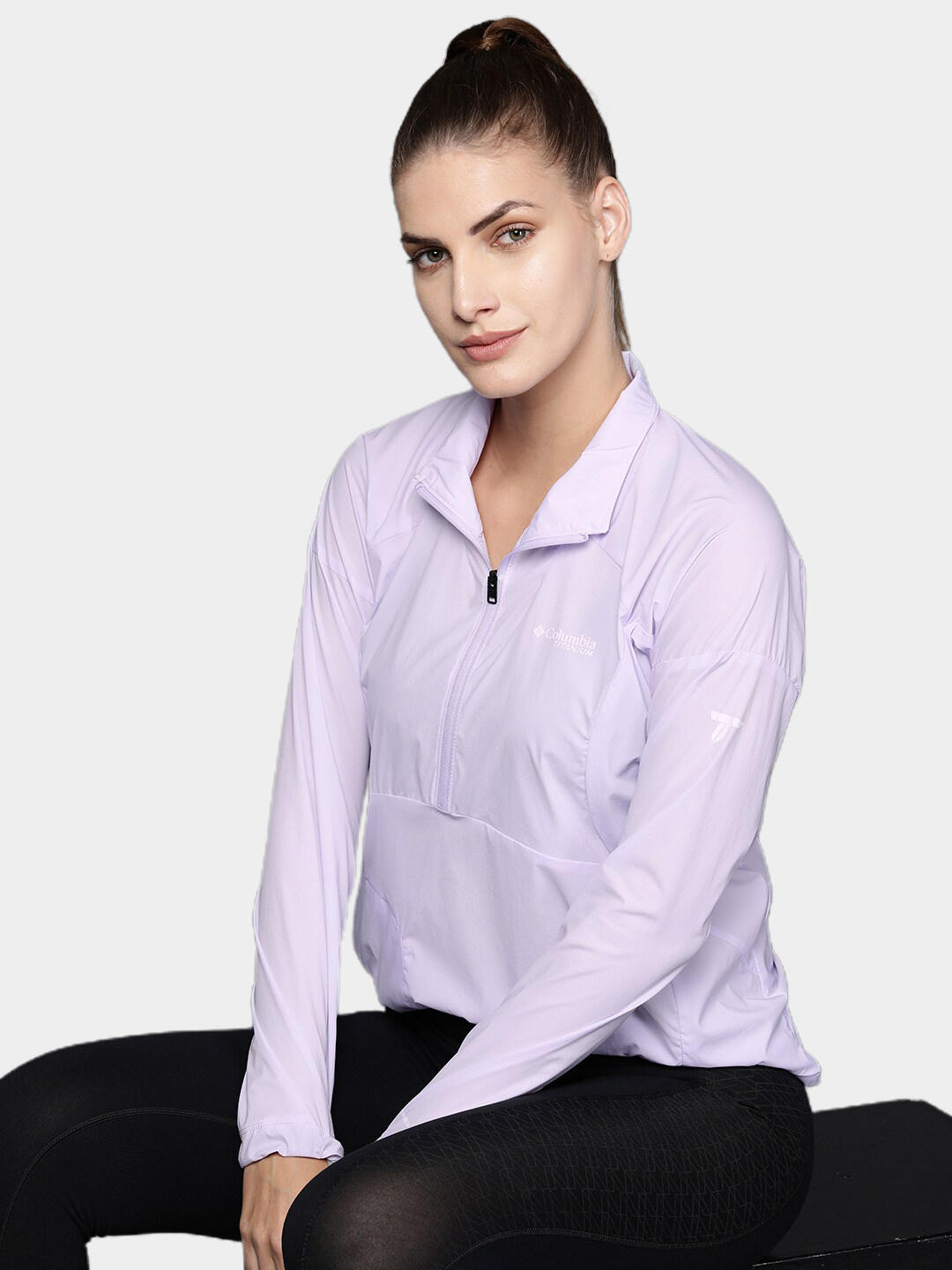 Columbia Women Purple W Titan Pass Lightweight 1/2 Zip Shirts