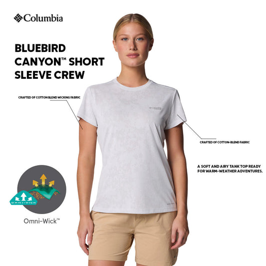 Columbia Womens White Omni-Wick Bluebird Canyon Short Sleeve Crew Tshirt