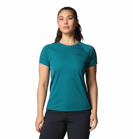 Columbia Womens Teal Omni-Freeze Zero Ice Cirque River Pro Short Sleeve Crew Tshirt