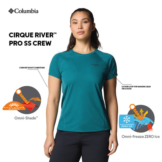 Columbia Womens Teal Omni-Freeze Zero Ice Cirque River Pro Short Sleeve Crew Tshirt
