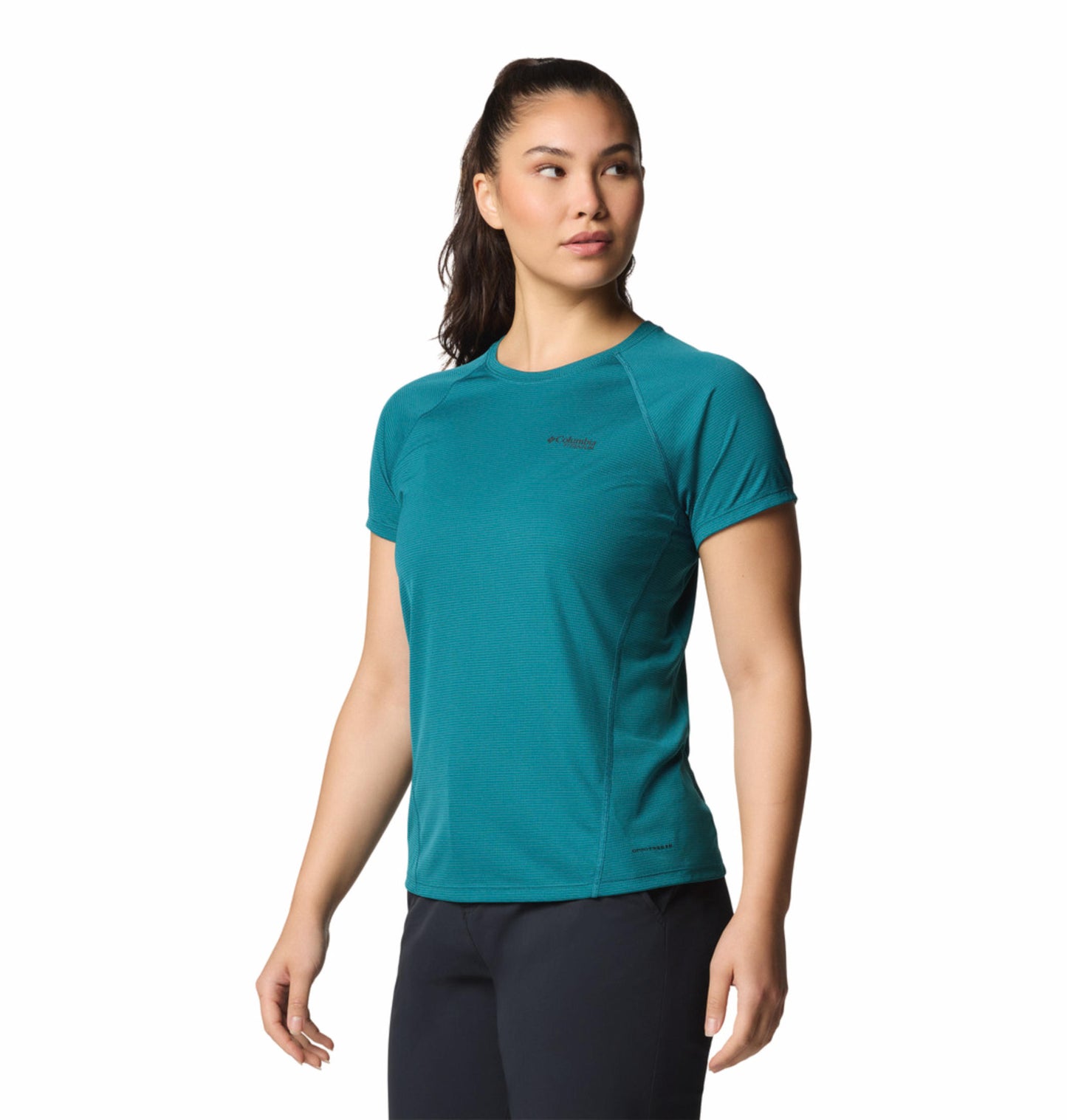 Columbia Womens Teal Omni-Freeze Zero Ice Cirque River Pro Short Sleeve Crew Tshirt
