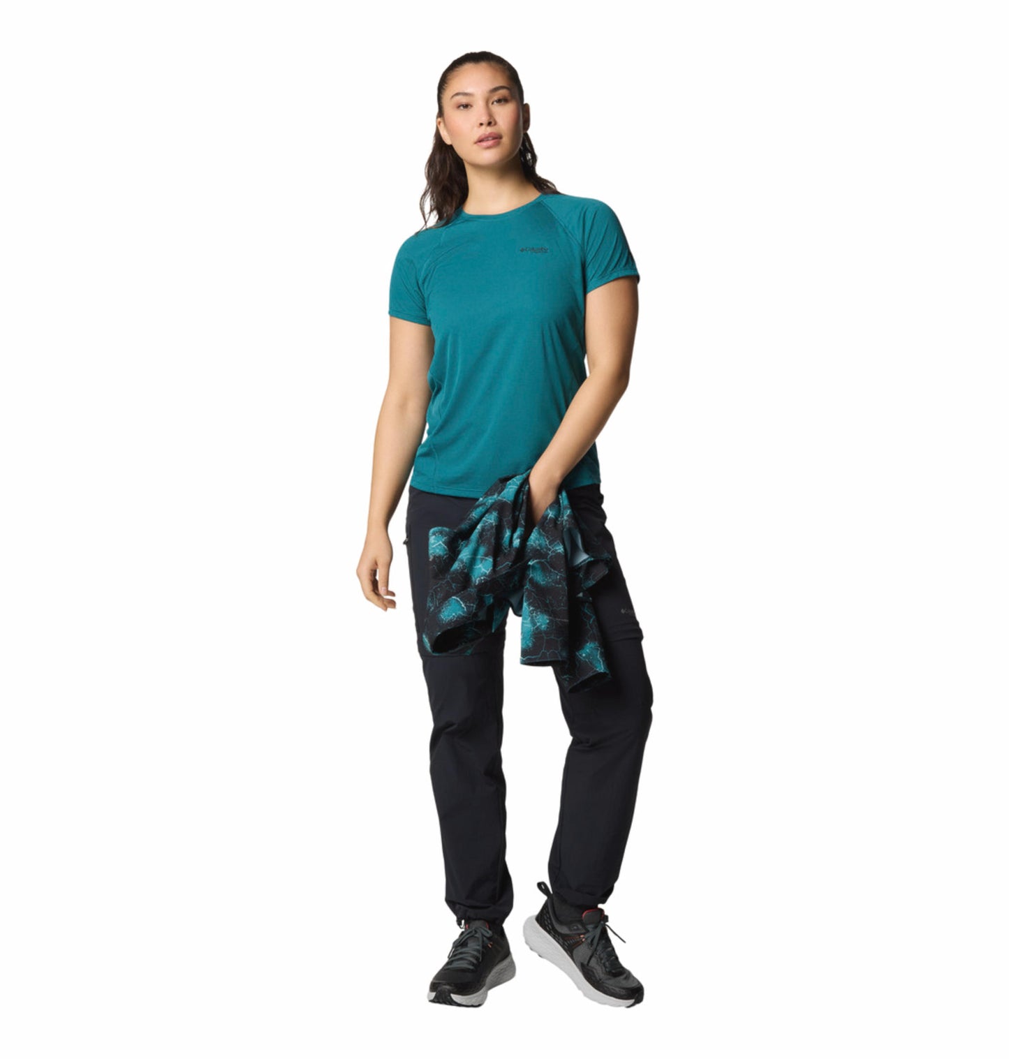 Columbia Womens Teal Omni-Freeze Zero Ice Cirque River Pro Short Sleeve Crew Tshirt