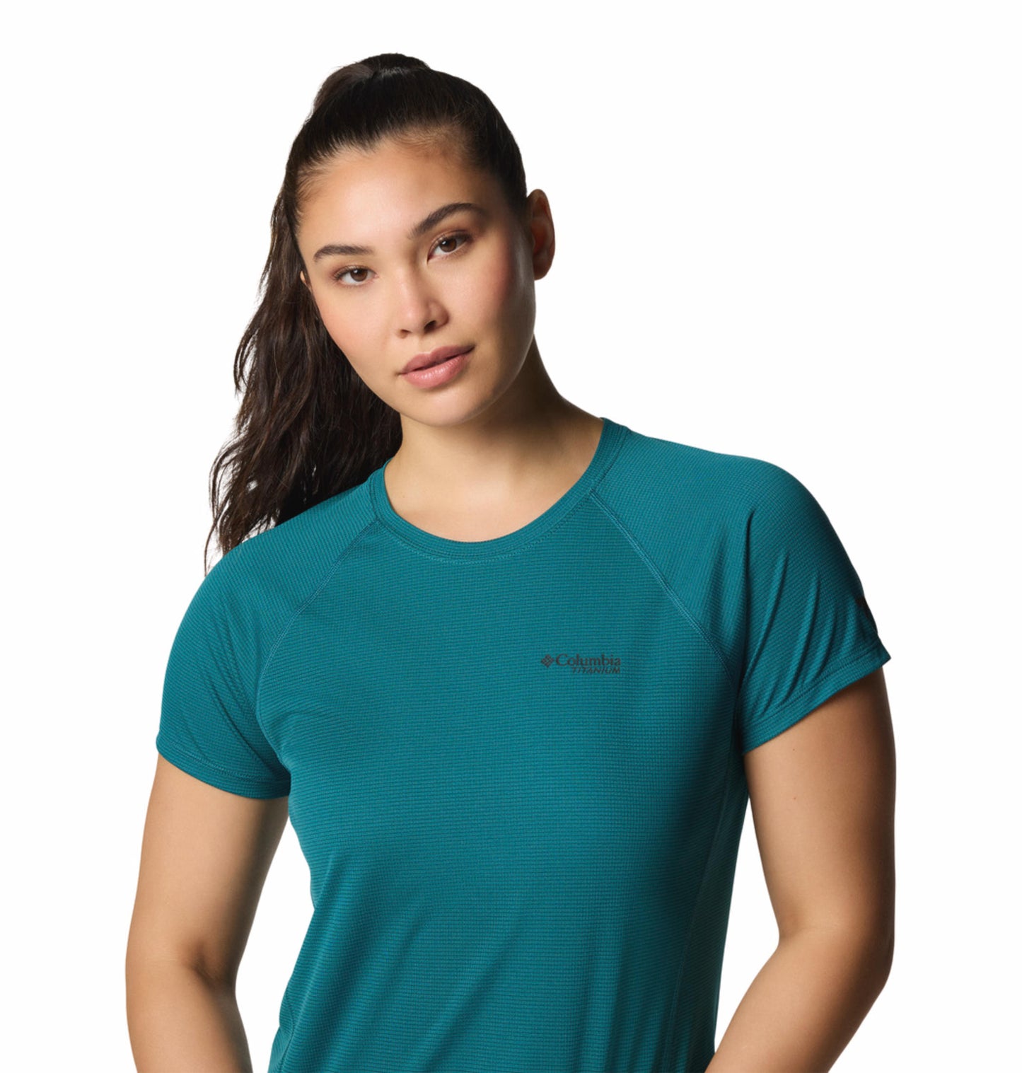 Columbia Womens Teal Omni-Freeze Zero Ice Cirque River Pro Short Sleeve Crew Tshirt