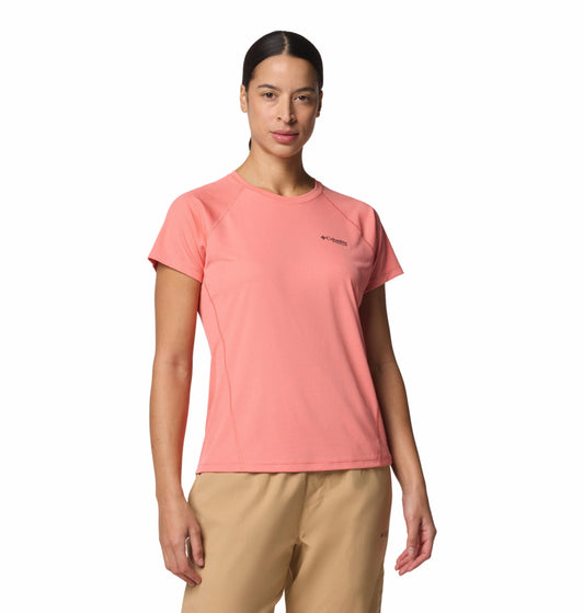 Columbia Womens Pink Omni-Freeze Zero Ice Cirque River Pro Short Sleeve Crew Tshirt