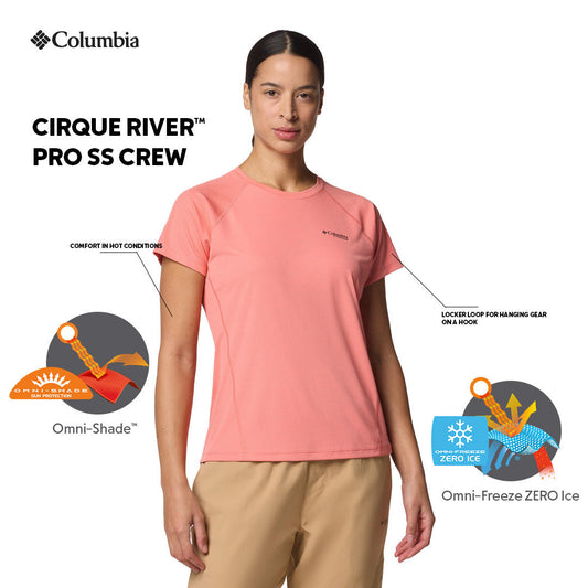 Columbia Womens Pink Omni-Freeze Zero Ice Cirque River Pro Short Sleeve Crew Tshirt