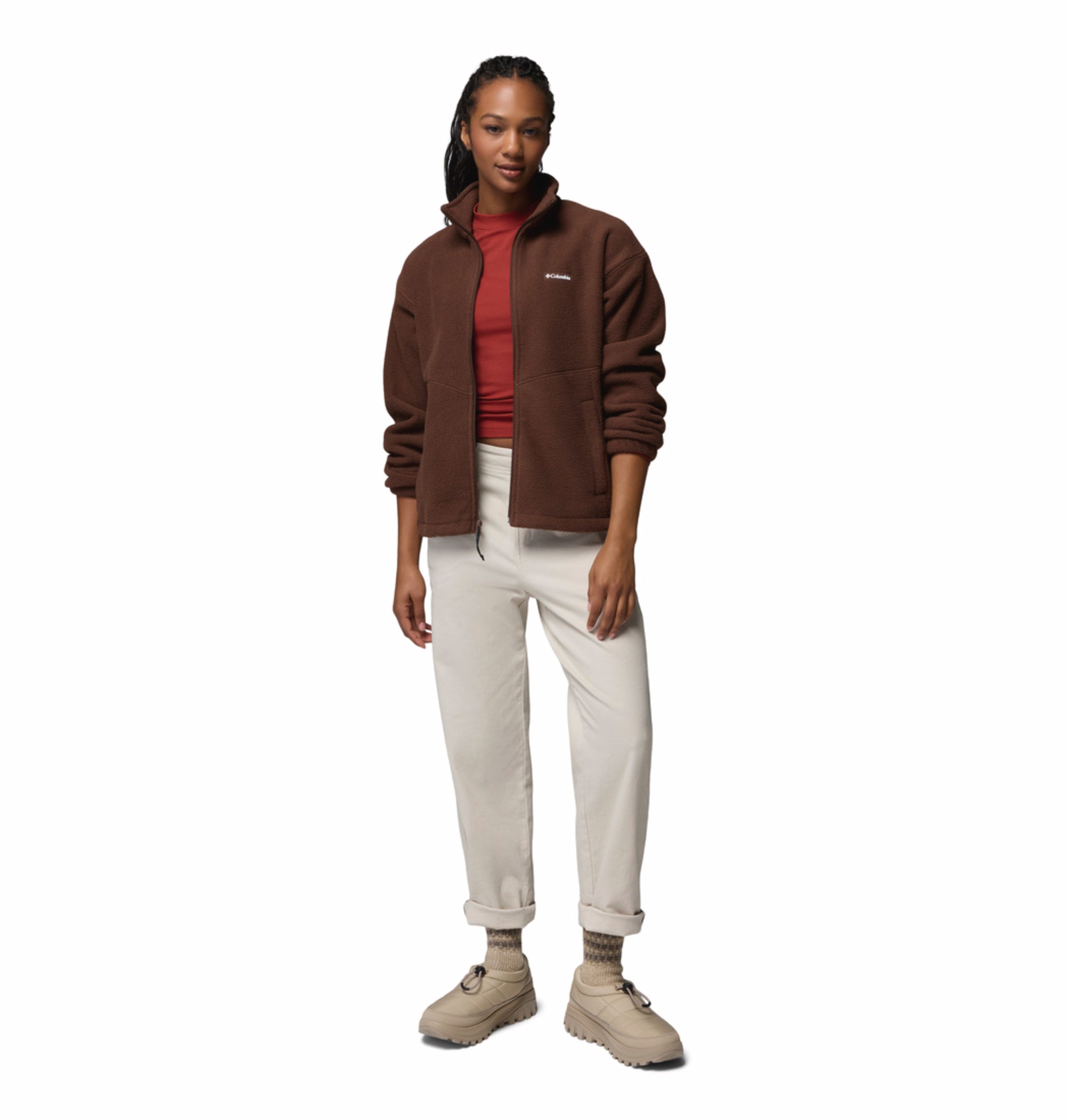 women brown mtr timber meadow fleece jacket