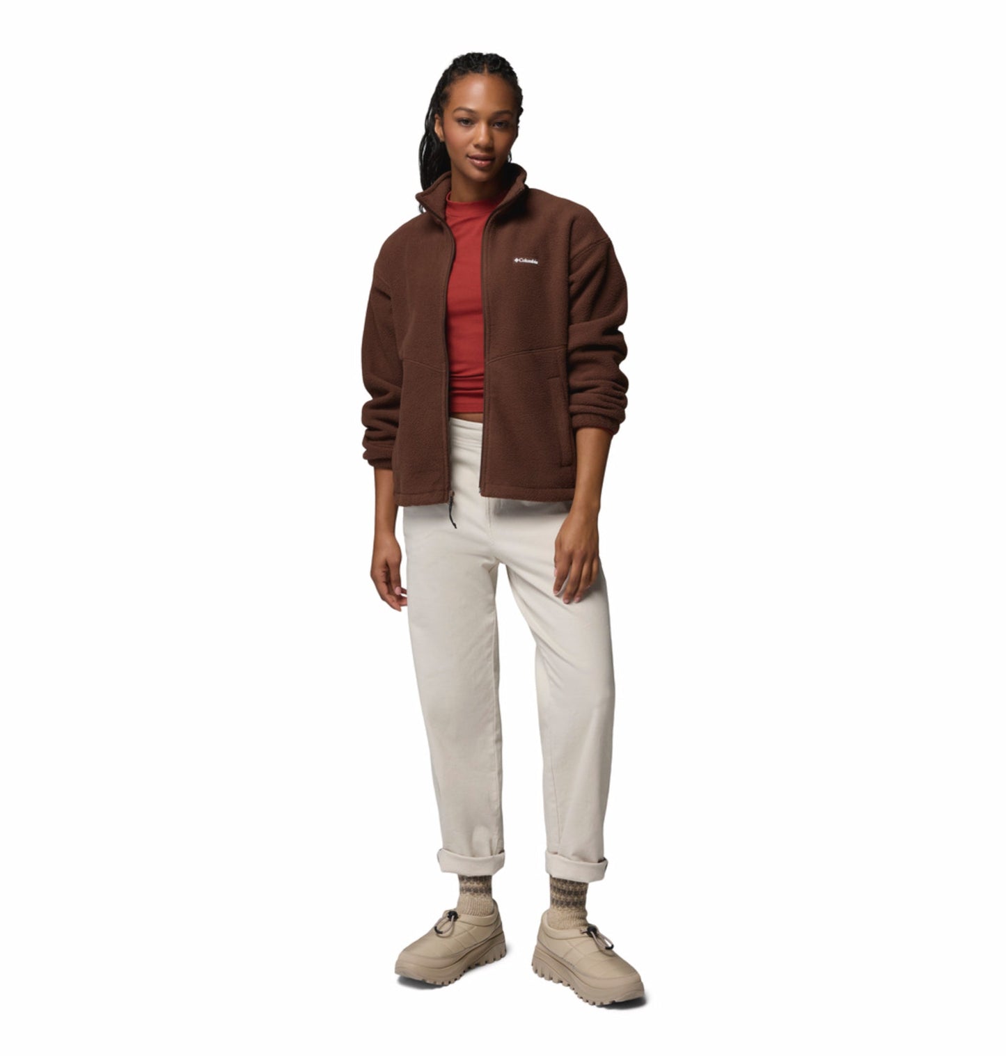 women brown mtr timber meadow fleece jacket
