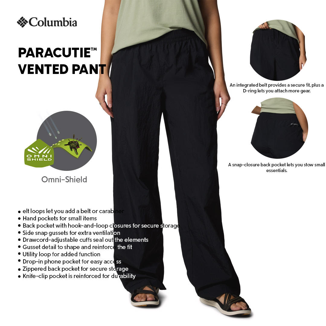 Columbia Womens Black Omni-Shield Paracutie Vented Pant