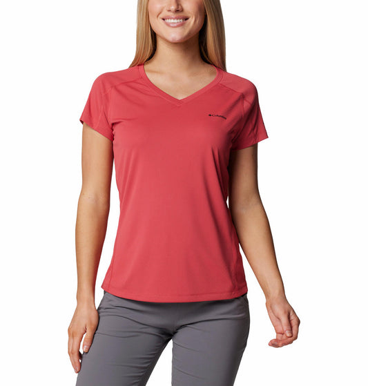 Columbia Womens Red Zero Rules Short Sleeve Shirt