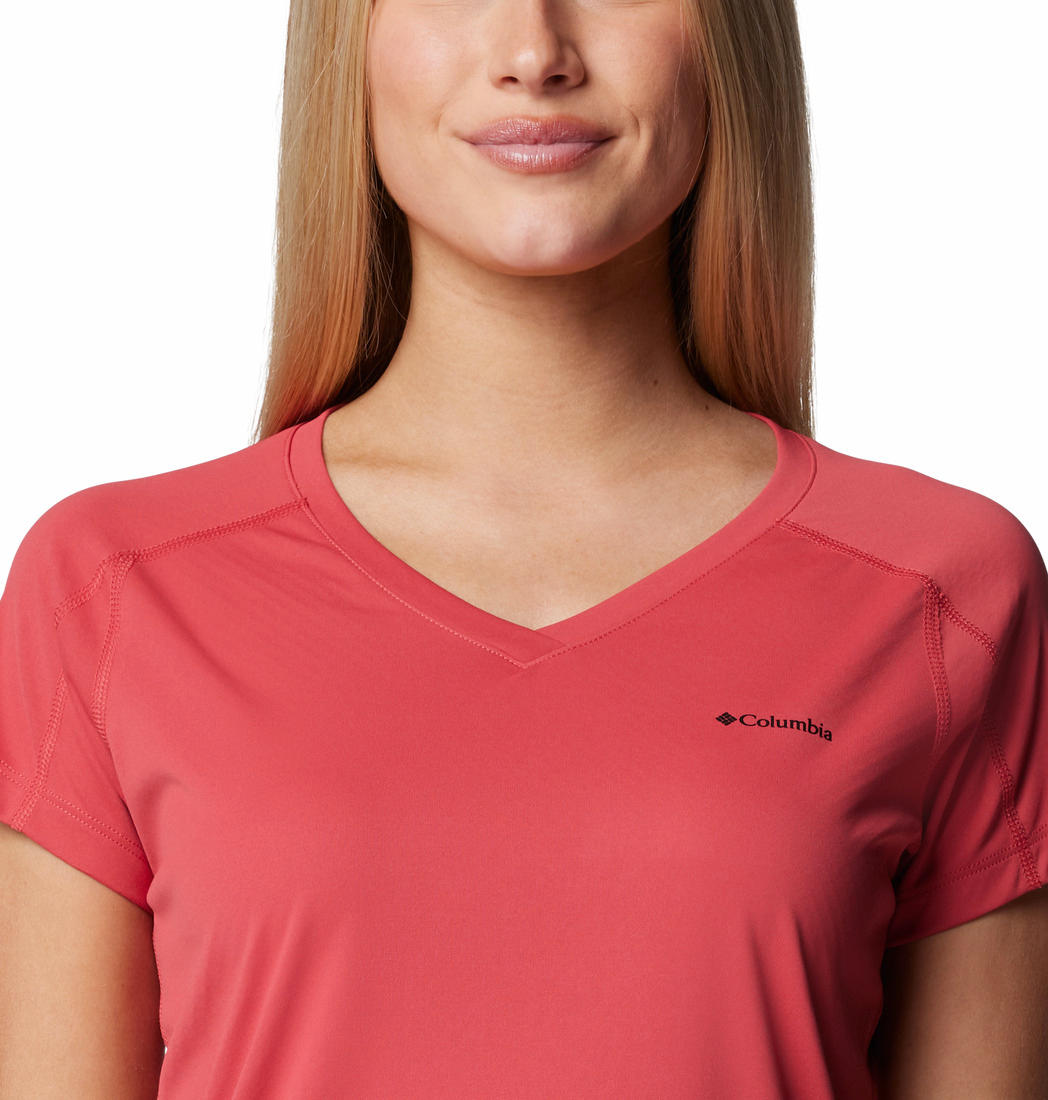 Columbia Womens Red Zero Rules Short Sleeve Shirt