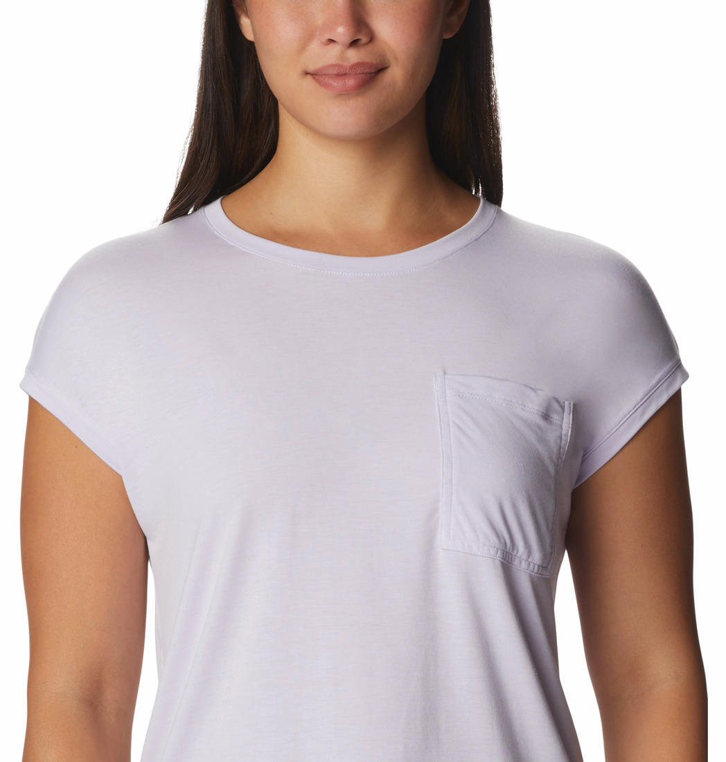 Columbia Women Purple Boundless Trek Short Sleeve T-Shirt