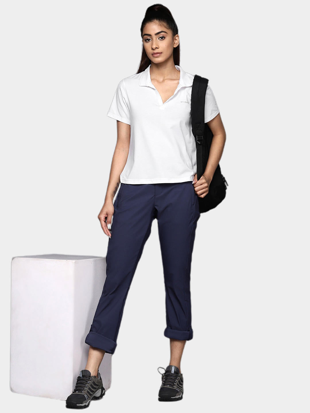 Columbia Women White W Sun Trek Polo T-Shirt