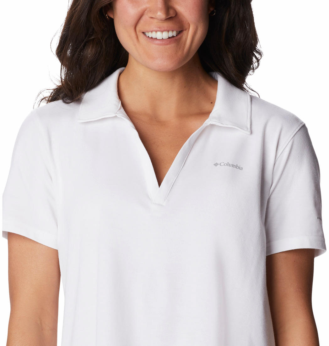 Columbia Women White W Sun Trek Polo T-Shirt
