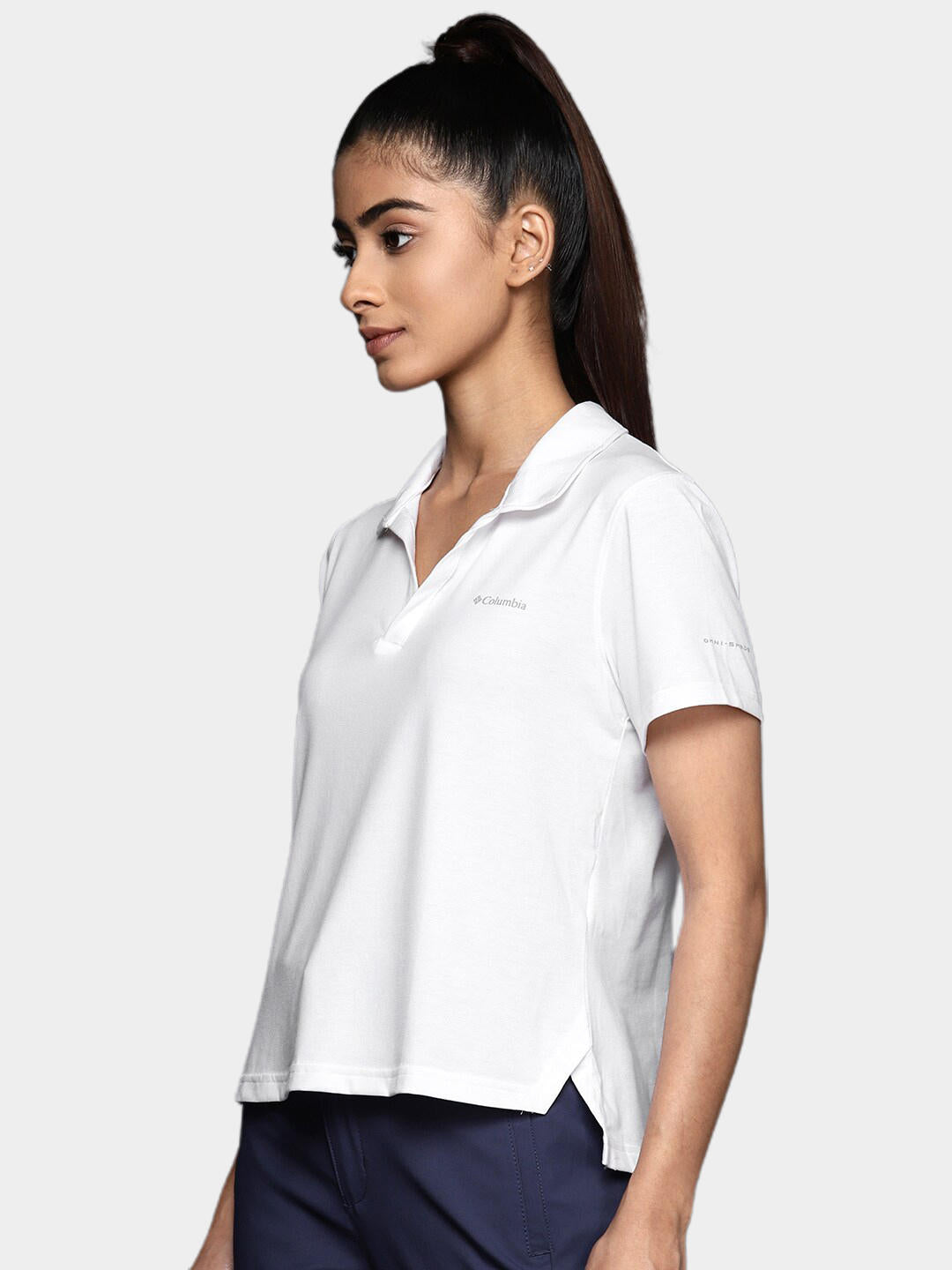 Columbia Women White W Sun Trek Polo T-Shirt