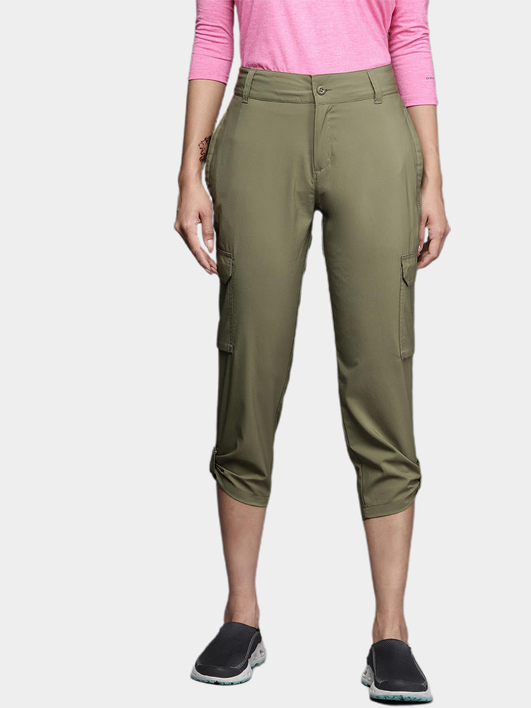 Columbia Women Olive Silver Ridge Utility Capri Shorts