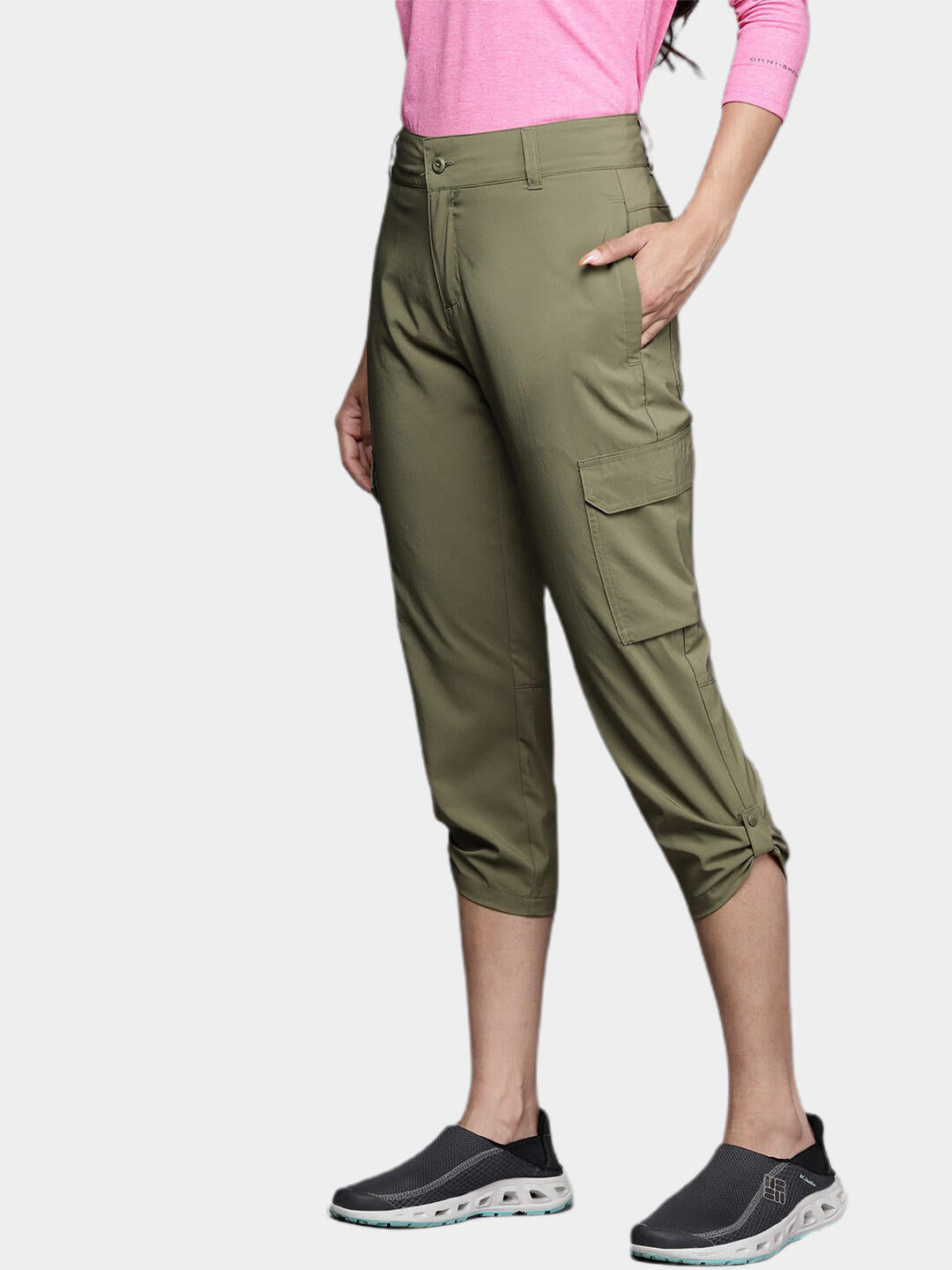 Columbia Women Olive Silver Ridge Utility Capri Shorts