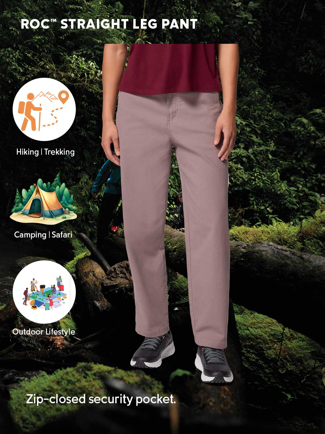 Columbia Women's Mauve ROC Straight Leg Hiking Pant for Outdoor Comfort