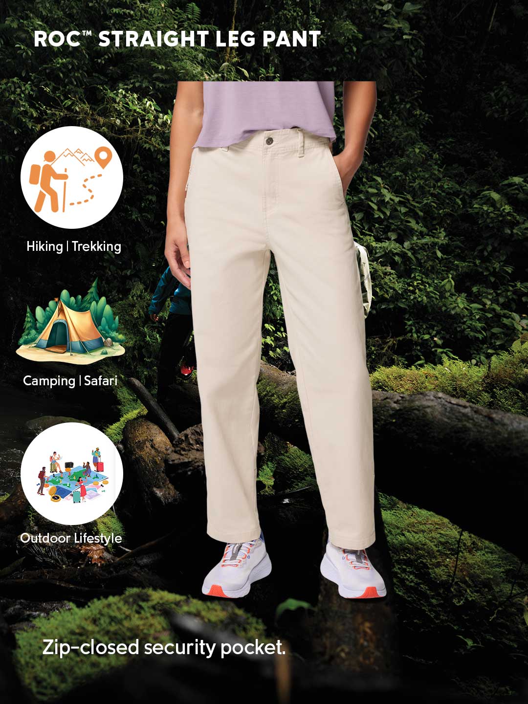 Columbia Women Beige ROC Straight Leg Comfort Stretch Pants