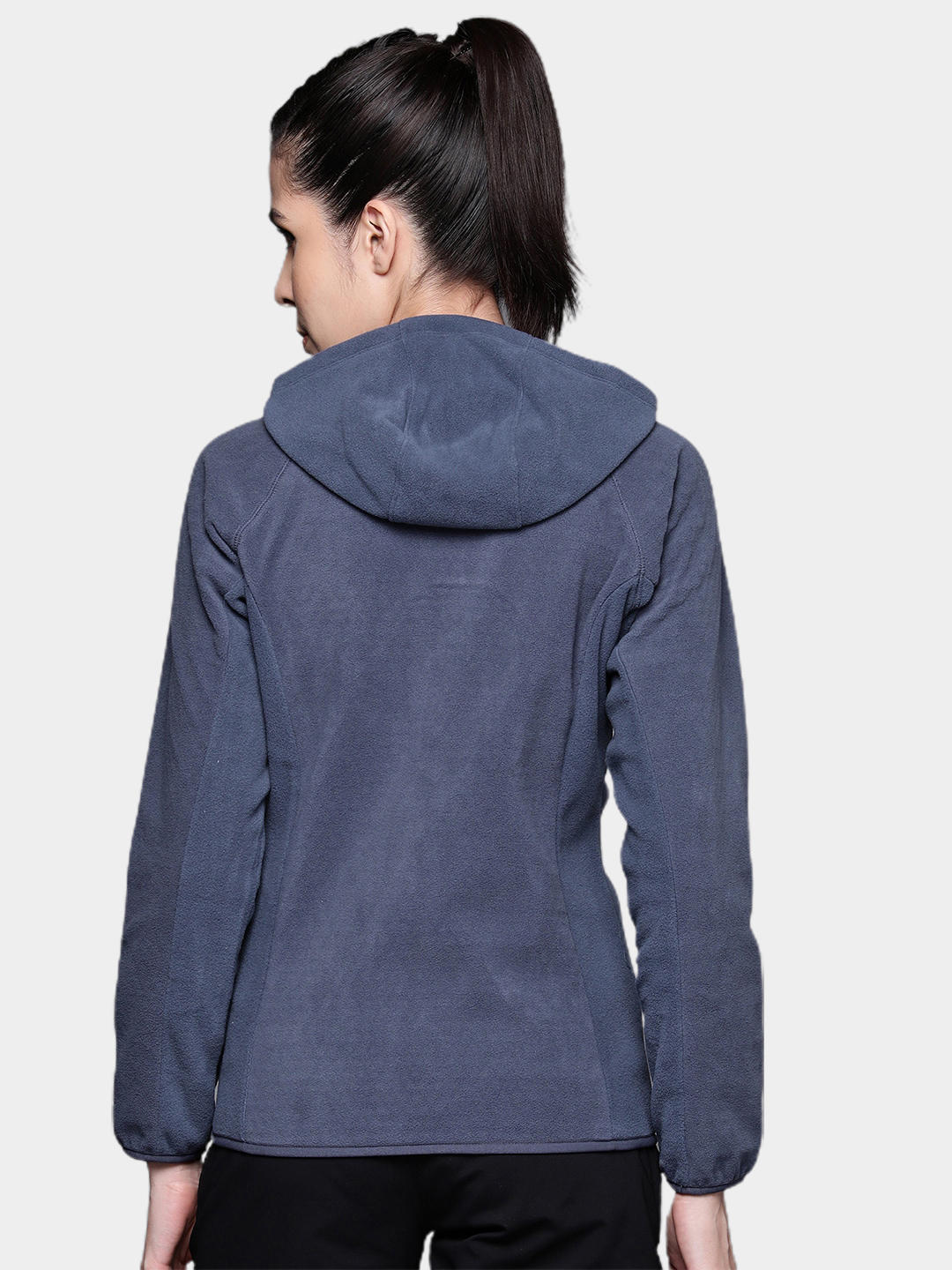 A Women Wearing Columbia Women Navy Blue W Outdoor Tracks Hooded FZ