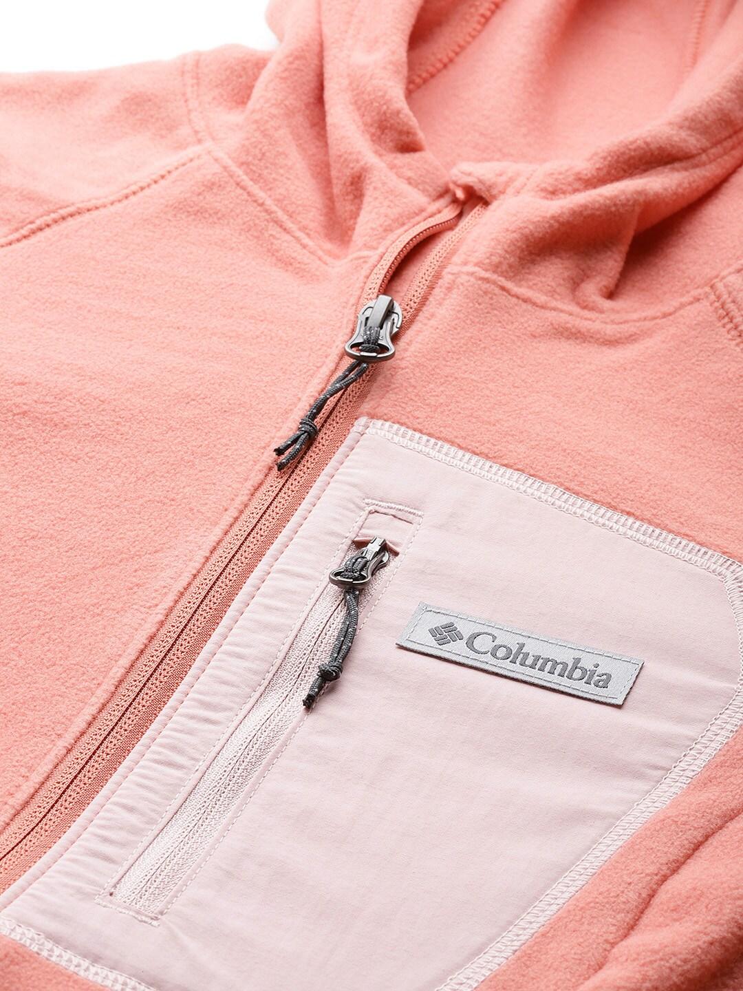 A Women Wearing Columbia Women Orange W Outdoor Tracks Hooded FZ