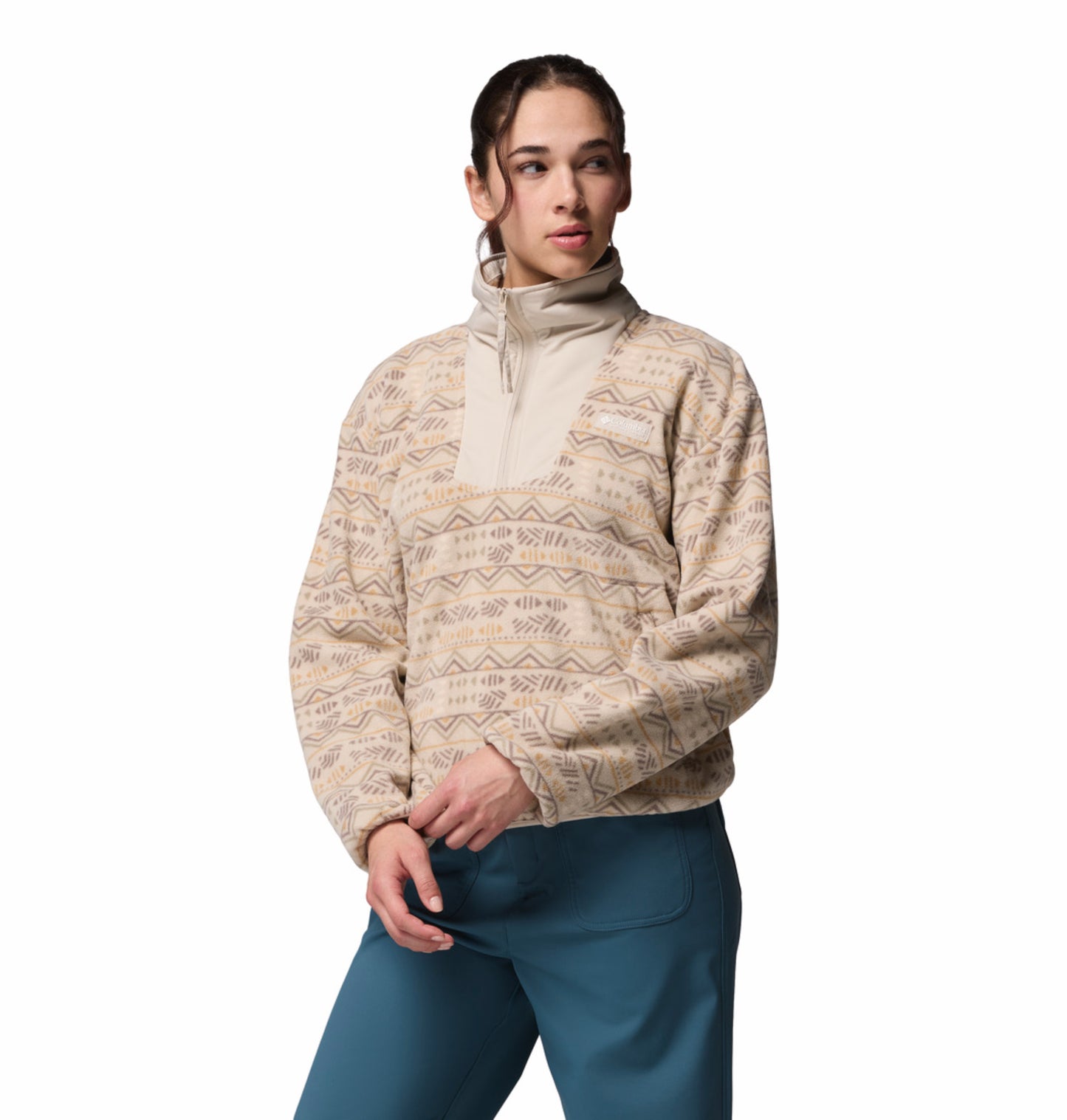 Columbia Women Beige Sequoia Grove Printed Fleece Jacket