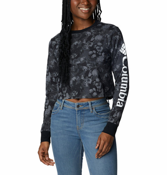 Columbia Women Black North Cascades LS Printed T-Shirt